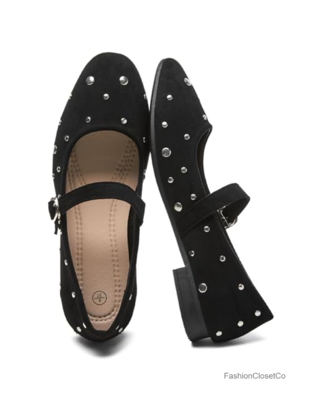 Women's Suede Ankle Strap Mary Jane Ballet Flats with Buckle